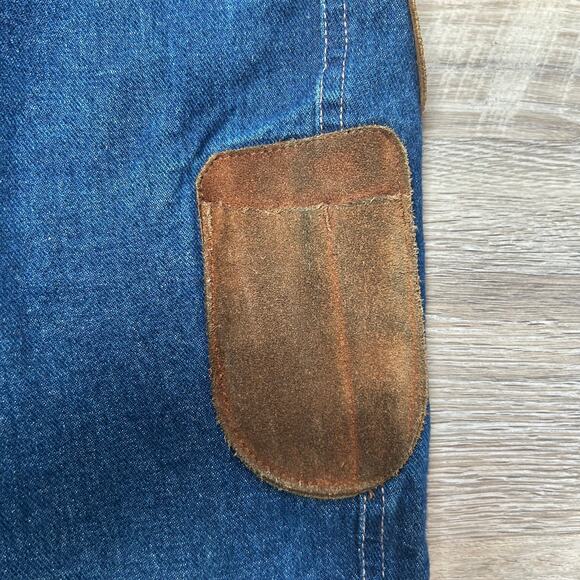 JD American Workwear Jeans Blue Denim Brown Suede Patch Carpenter Pants 40x28 - Picture 4 of 9